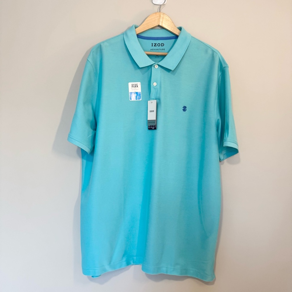 2XL Izod Advantage Strech Blue Polo Sport Flex Cooling Performance Polo Shirt
